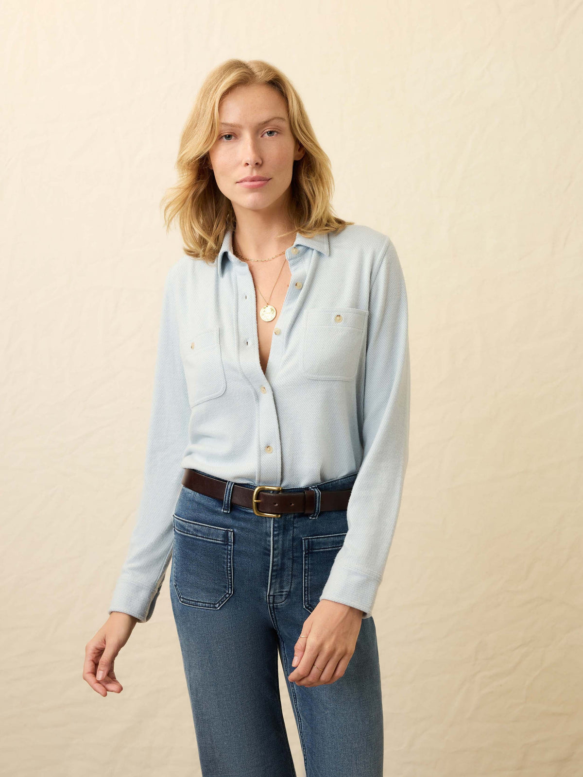 | Legend Sweater Shirt - Ice Blue Twill | Faherty Brand
