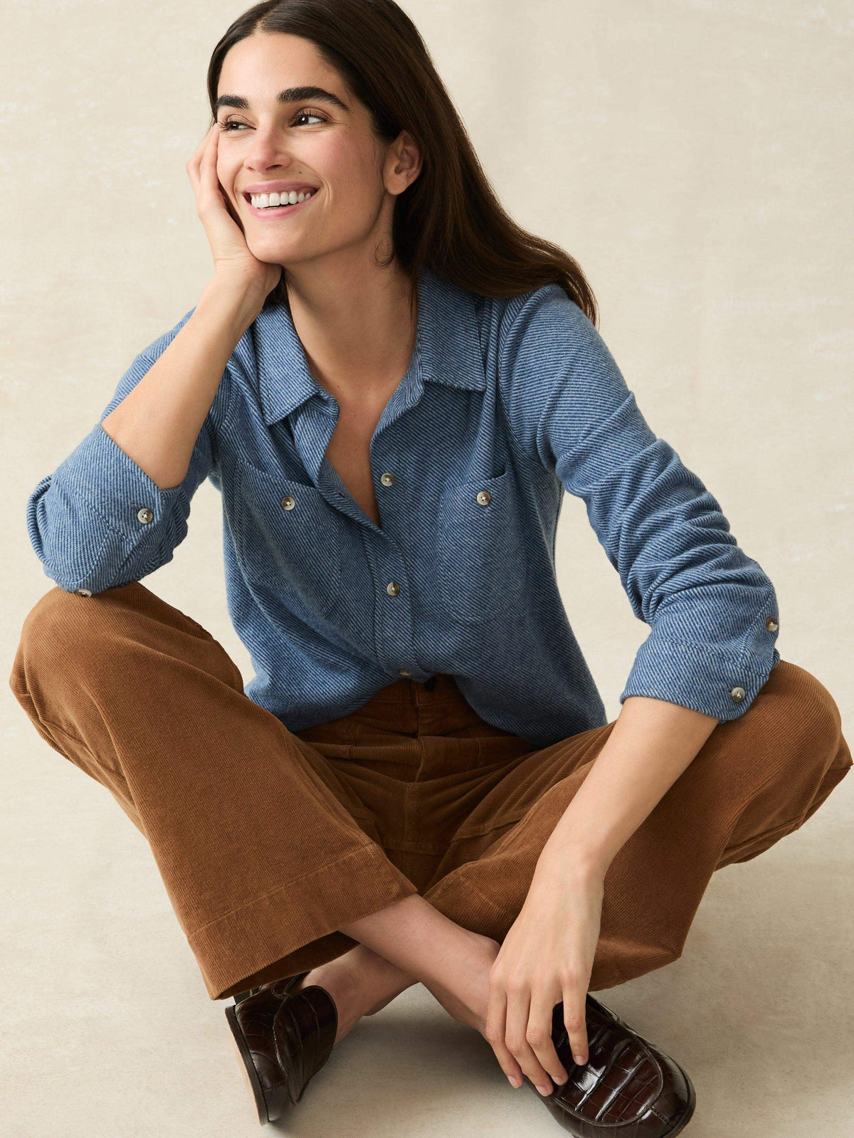 | Legend Sweater Shirt - Glacier Blue Twill | Faherty Brand